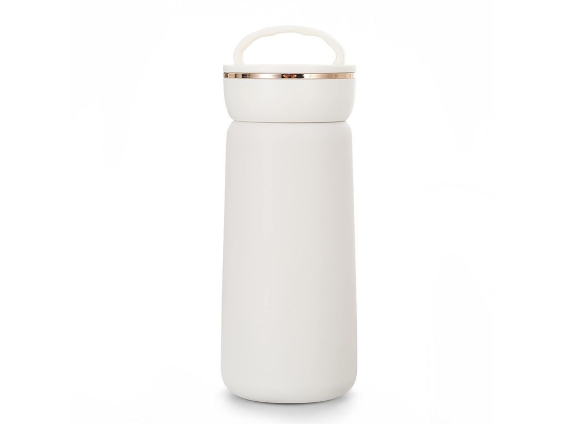 Garrafa de Água Térmica Isolada Rebe em Aço Inox 304 380ml Sem Vazamentos Para Viagens E Lar Branco