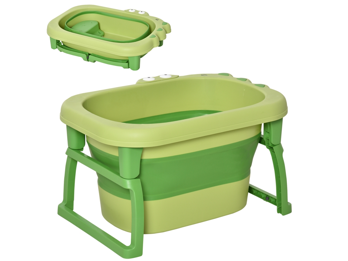 Banheira Dobrável para Bebês Banheira Portátil para Crianças com Pernas Antiderrapantes 75,3x55,4x43 Cm Verde Ge