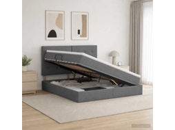 Vidaxl Cama Com Arrumação E Colchão Cinzento-escuro 140 X 200 Cm