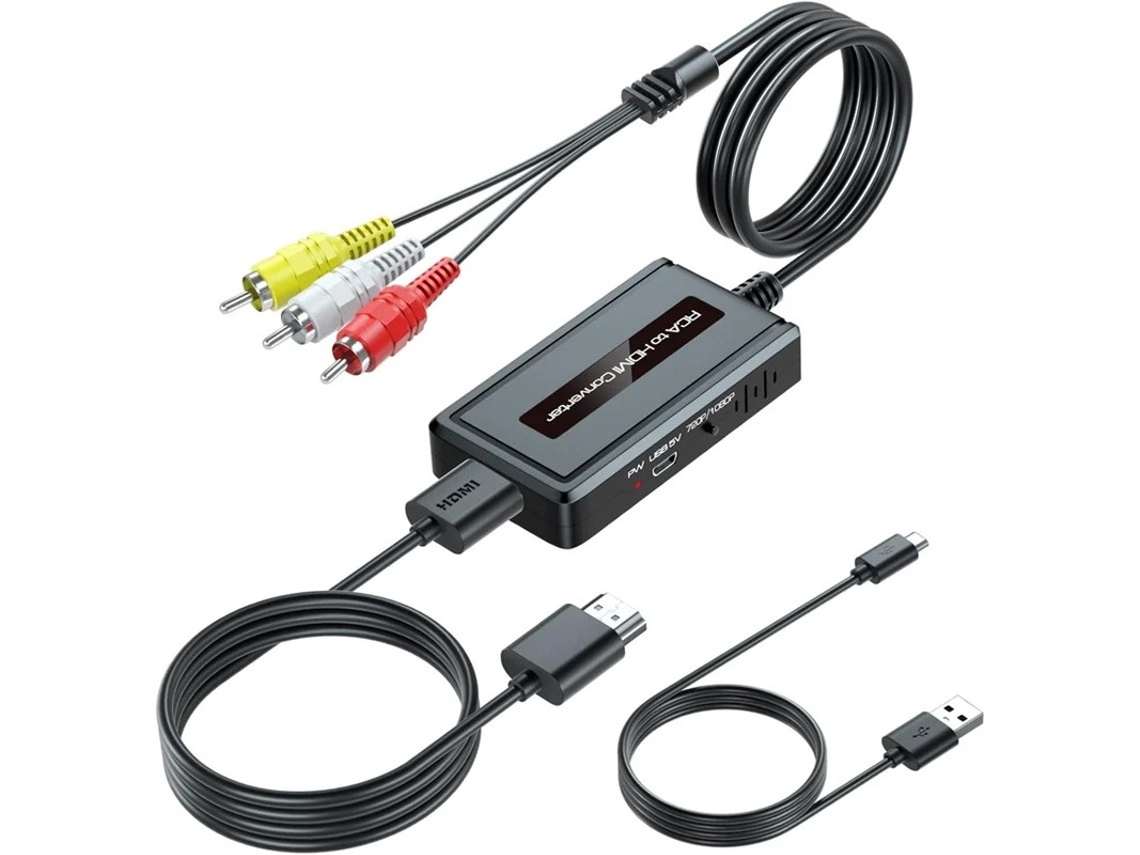 1080p Rca Av Macho Para Hdmi Adaptador Com Cabo Rca E Hdmi Incluídos Compatível Dvd, Stb, Sky 720p/1080p Output Switch Yizhood