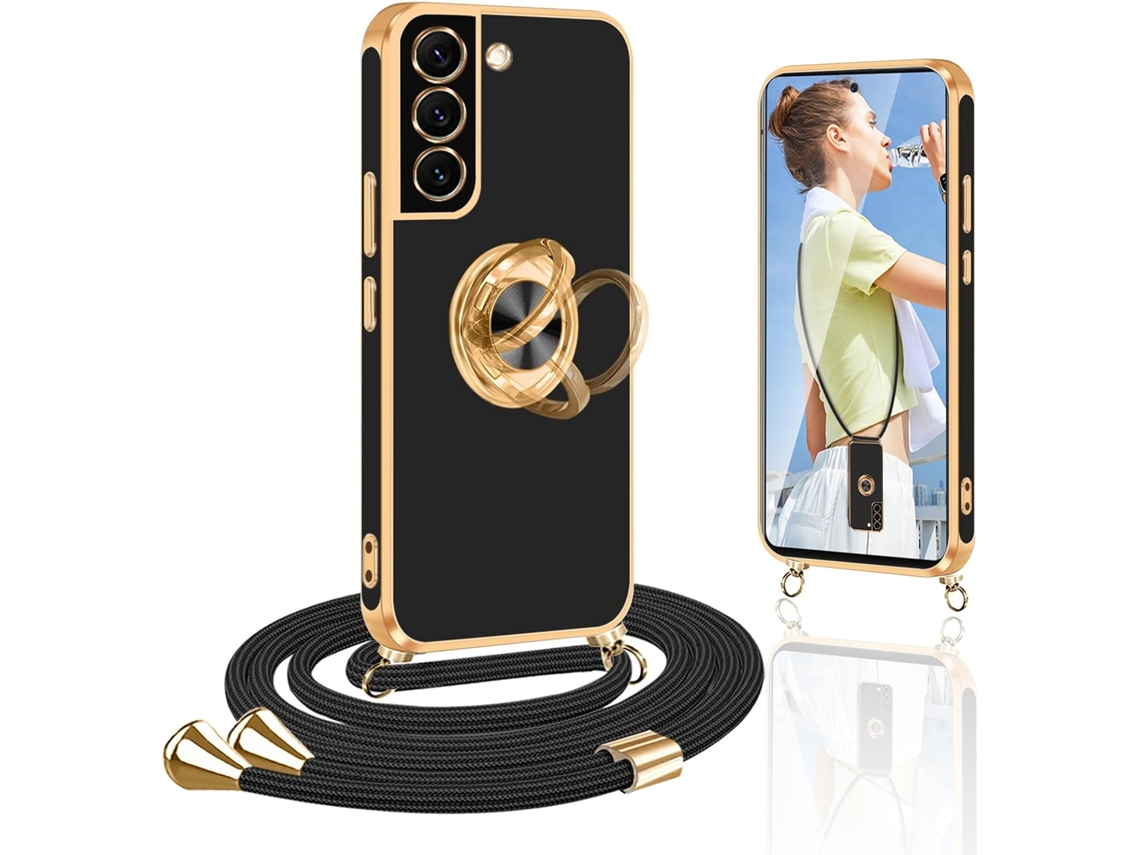 Correia Colar para Samsung Galaxy S22 5G HONGWE. Anti-Choque Preto