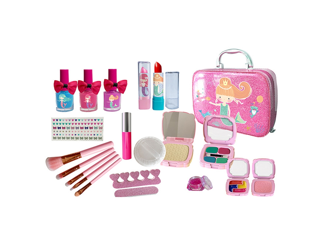 Mali conjunto de Maquiagem Infantil Lavável Seguro com Batom e Sombra para Meninas Type D