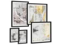 Conjunto De Pinturas Padrões Abstratos Neutros Espelharte (5 Peças)
