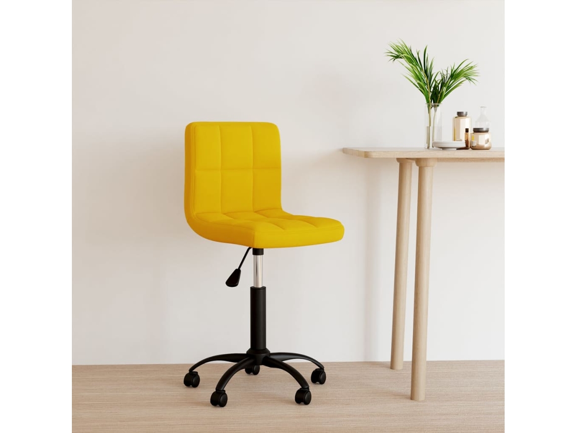 Vidaxl Cadeira De Escritório Giratória Veludo Amarelo Mostarda
