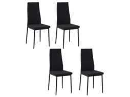 Conjunto De Cadeira Espuma, Metal, Linho Sintético (100% Poliéster) Cor Preto 41x50x97 Cm Homcom