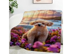 Manta de Cama Floral com Estampa Poodle 180x200 Cm Multifuncional Macia e Aconchegante em Flanela Ideal para C