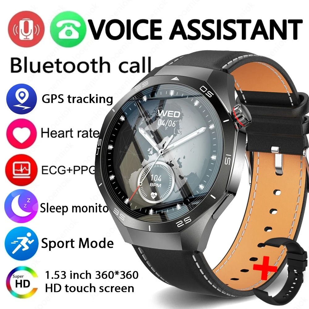 (pulseira De Couro Preta) Relógio Inteligente Watch 5 Pro Com Gps, Nfc, Tela Amoled E Monitoramento De Frequência Cardíaca.
