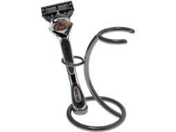 Suporte De Parede Para Barbeador E Escova De Barba Em Metal Preto, Design Duplo.