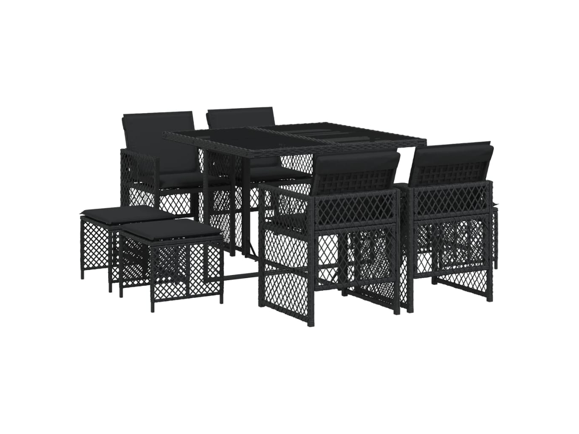 Garden Dining Set, Garden Dining Sets Vidaxl Preto Rattan / Vime (n/a)