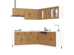 Vidaxl 11 Peças Armário De Cozinha Conjunto Lucca Carvalho Artesanal