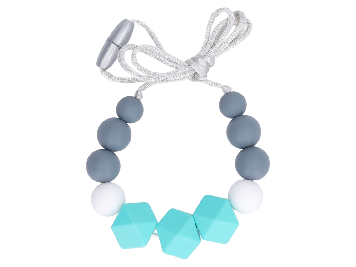 Mali collar Mordedor para Bebê em Silicone Dureza Média Beads Redondos Hexagonais Verde