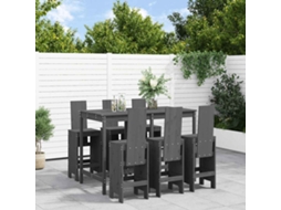 Vidaxl 7 Pcs Conjunto De Bar Para Jardim Pinho Maciço Cinzento