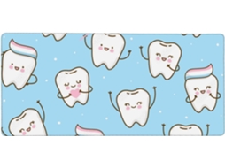 Mousepad Grande para Computador com Estampa de Dentes Desenho Animado Fofos, Base Borracha Antiderrapante, 40