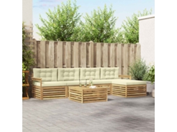 Vidaxl Conjunto De Sofás Para Exterior 7 Unid. Branco E Creme