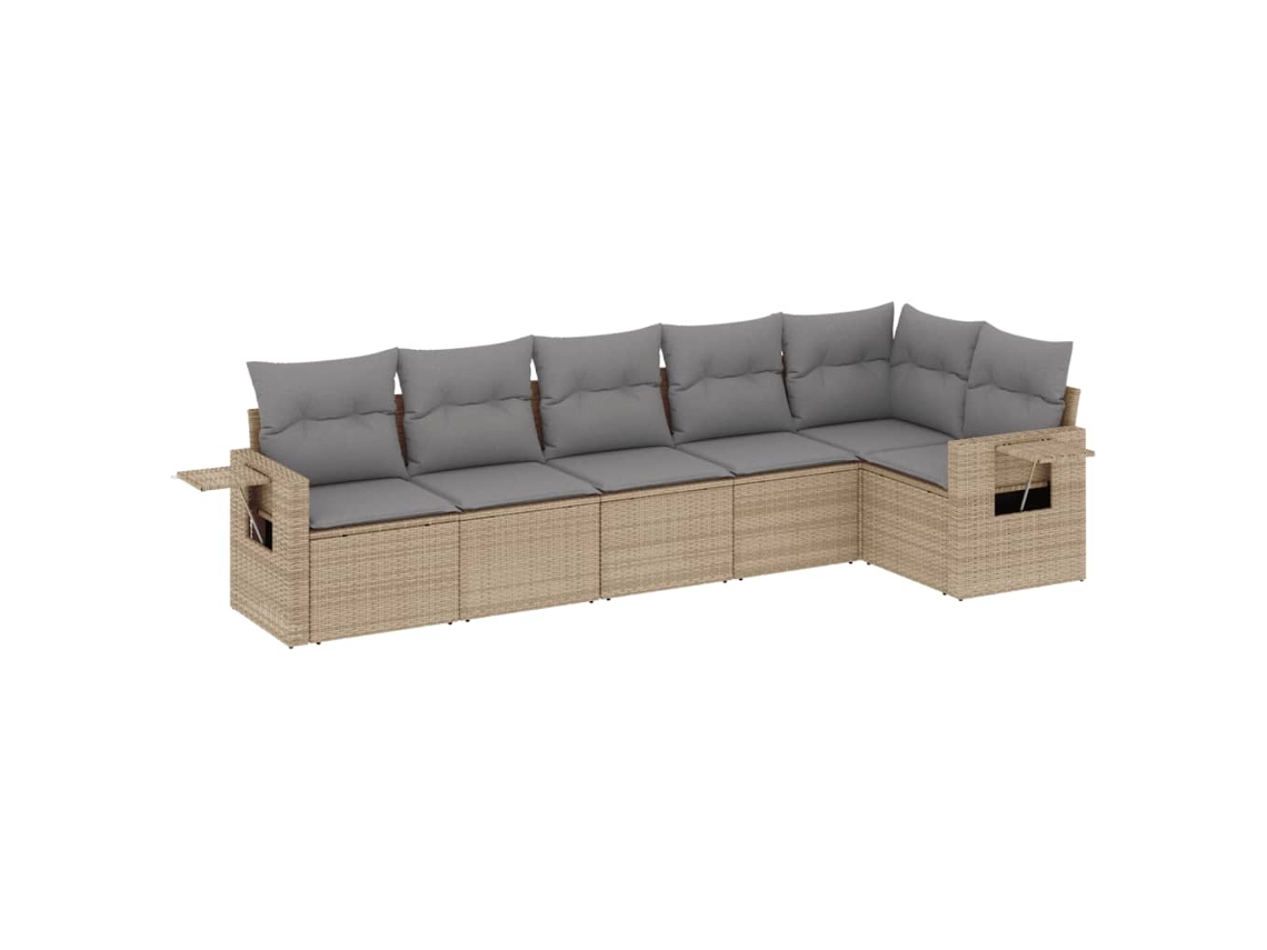 Conjunto de 6 sofás de jardim com almofadões Vime Pe Bege MAISON EXCLUSIVE (80x200 cm)