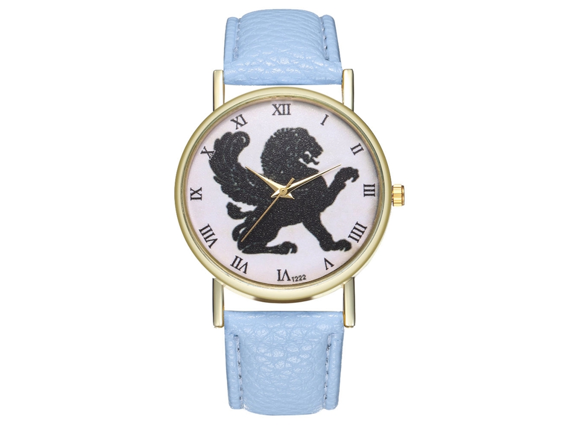 Reloj De Cuarzo Unisex De Estilo Retro Con Correa De Cuero Artificial Color Azul Claro