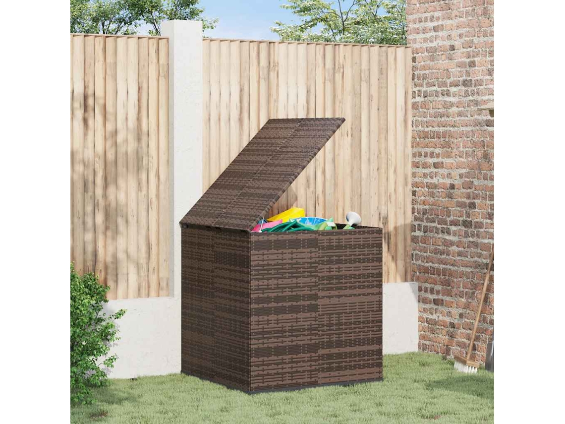 Vidaxl Caixa Para Almofadões De Jardim 100x97,5x104cm Vime Pe Castanho