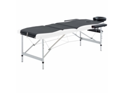 Vidaxl Mesa De Massagem Dobrável 3 Zonas Alumínio Preto E Branco