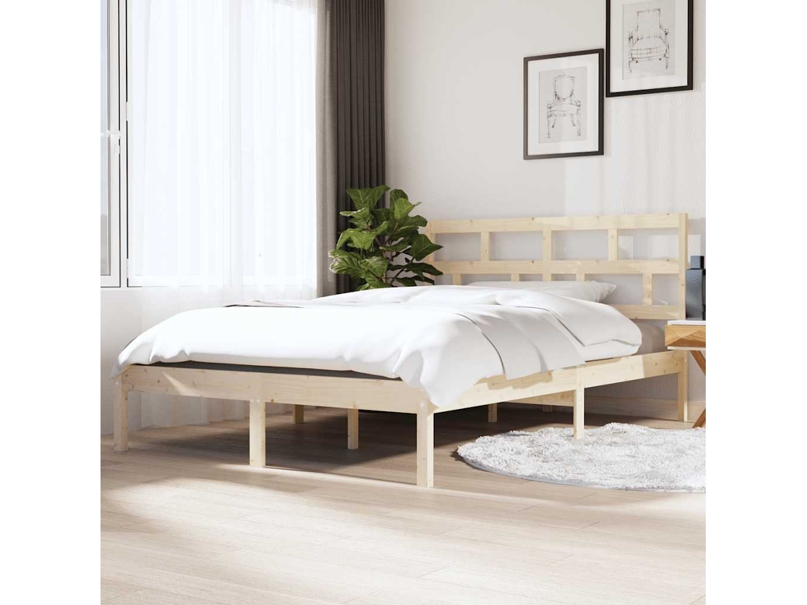 Vidaxl Estrutura De Cama 140x190 Cm Pinho Maciço