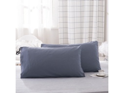 Conjunto de 2 Fronhas de Cetim de Seda Macia e Lisa Azul Cinza EVELTEK 51x75cmx2