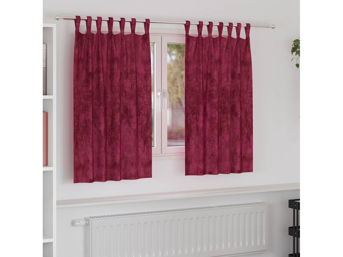 Vidaxl Cortinas De Veludo 2 Unid. Vinho Vermelho 140 X 140 Cm Veludo