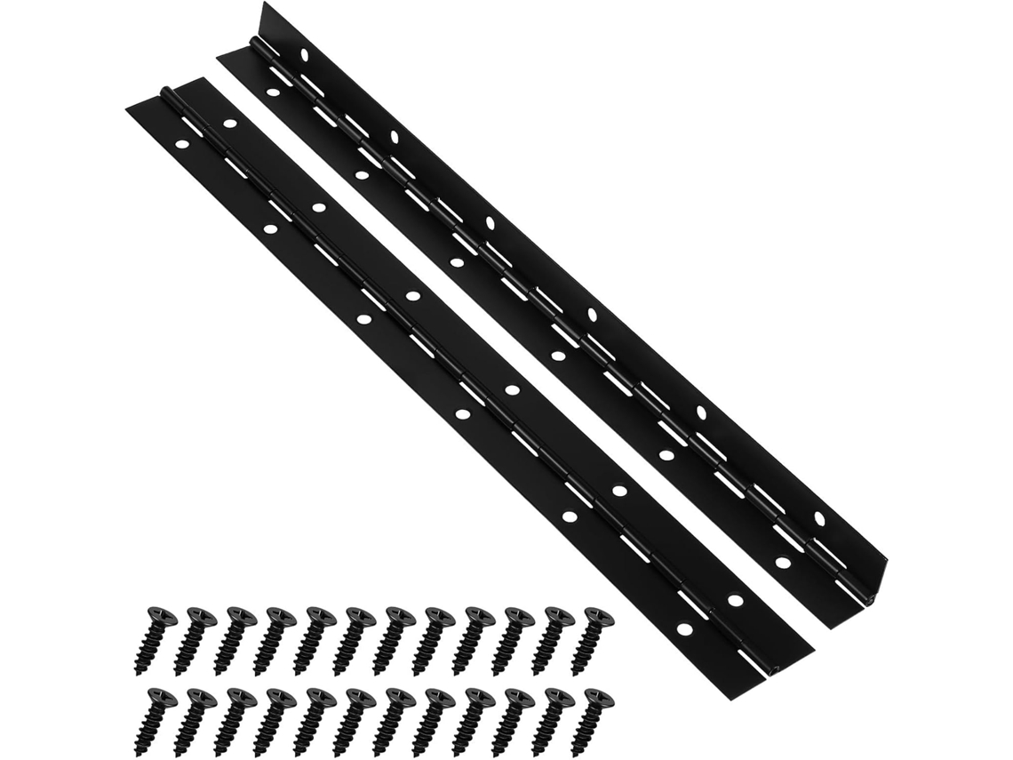 Dobradiças De Piano Lurrose Heavy Duty 30cm Em Metal Preto Para Caixas Madeira Com Parafusos, Dobradiças Longas Para