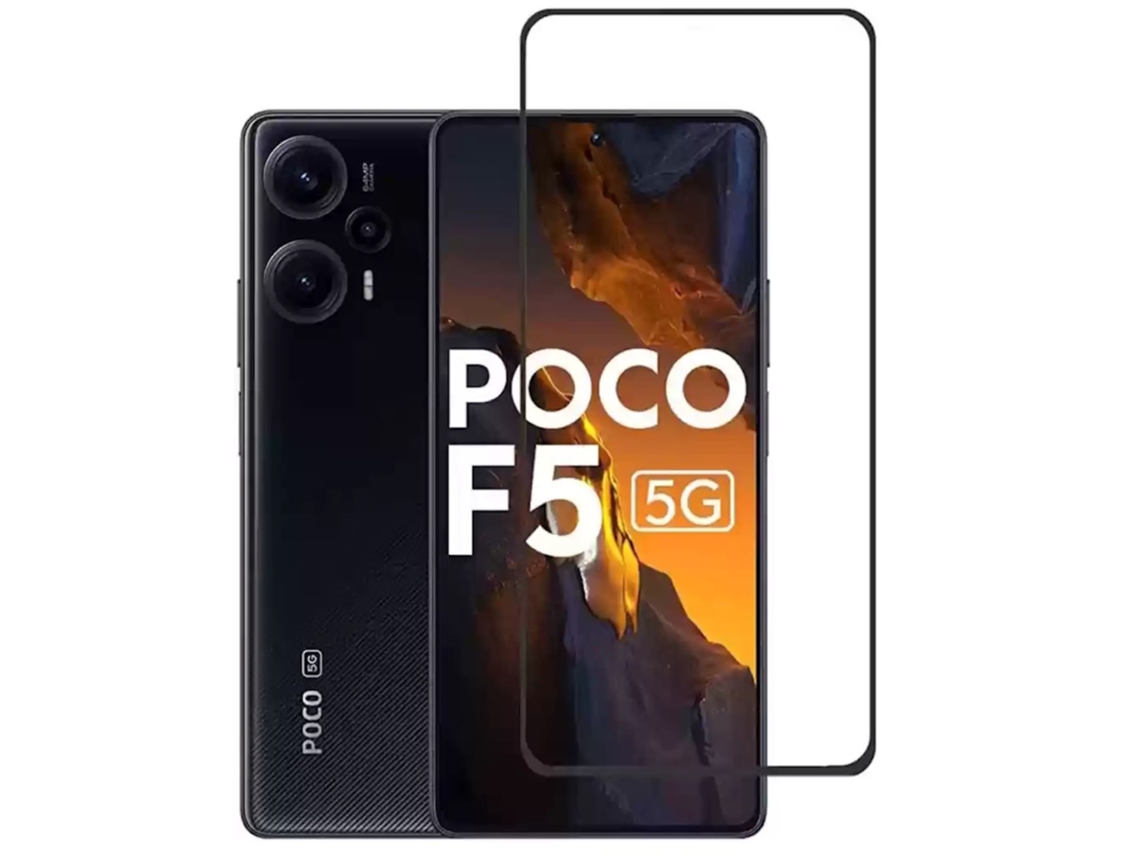 EVELATUS Full Cover Vidro 2.5D para Xiaomi Poco F5 Anti-Estático / Japão Cola Preta