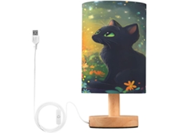 Abajur De Cabeceira Em Forma Gato Preto Com Porta Usb, Sem Necessidade De Lâmpada, Luz Led Quente Para Quarto, Sala De