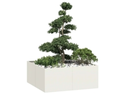 Vidaxl Vaso Floreira 100x100x40 Cm Aço Branco