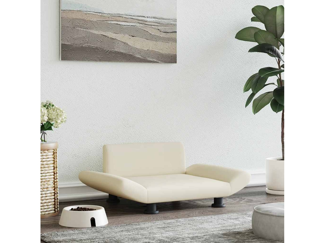 Vidaxl Cama 70x45x28 Cm Couro Artificial Cor Creme