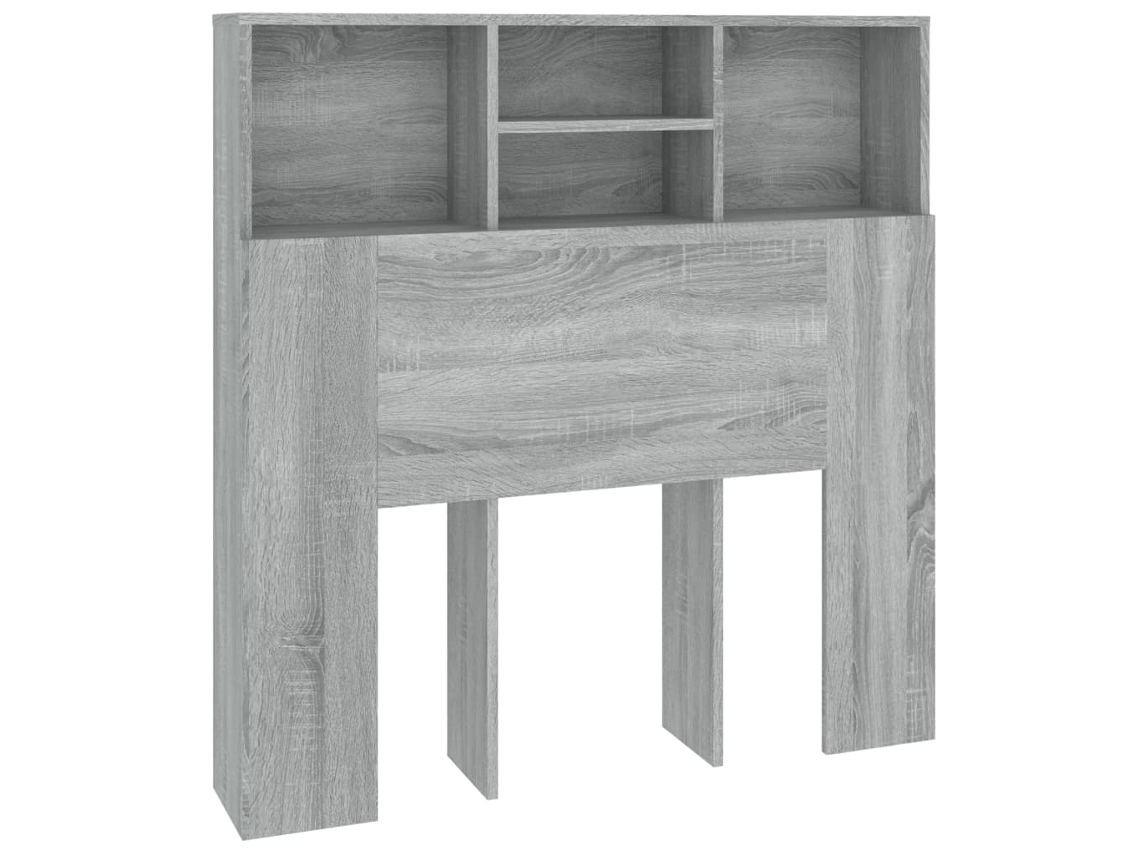 Cabeceira com arrumação, acessório de cabeceira, mesa de cabeceira, prateleira, 100 x 19 x 103,5 cm, MDF, cinzento, Tdl0200013