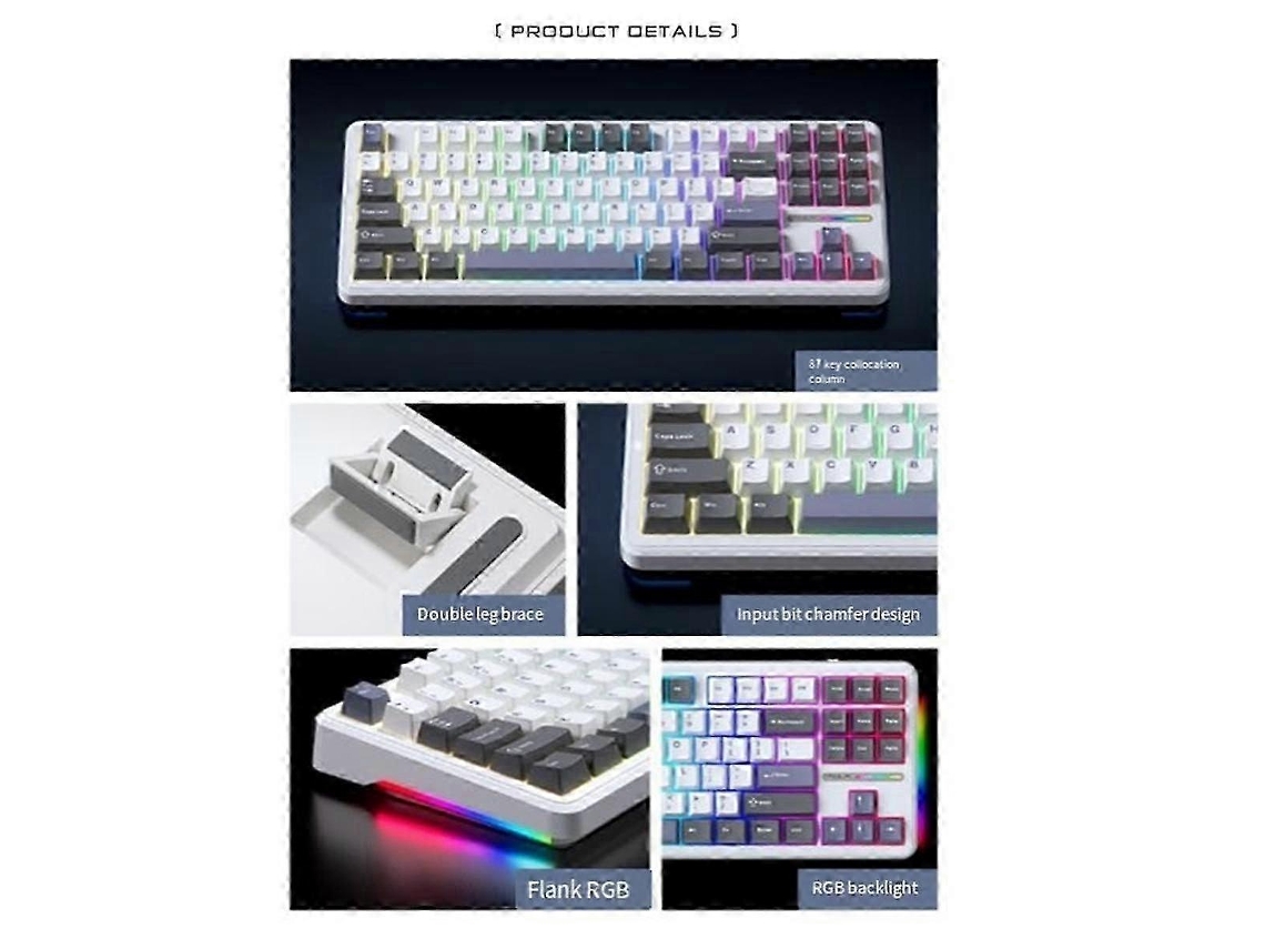 Teclado Mecânico Aula F87 Com 87 Teclas Hotswap, Teclado Sem Fio Rgb Pbt Para Jogos Everley891