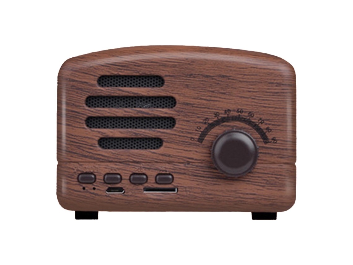 Caixa De Som Vintage Bluetooth Com Baixo Forte Portátil Sem Fio Para Viagens E Casa Walnut