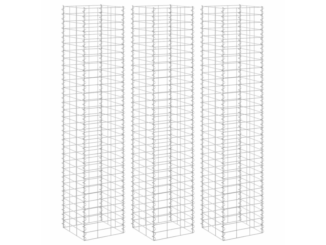 Vidaxl Canteiro/gabião Elevado 3 Pcs 30x30x150 Cm Ferro