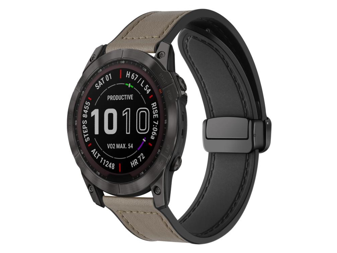 Bracelete Para Garmin Fenix 8 / 7x / 6x / 5x (26mm) - Silicone Magnético - Padrão Crazy Horse Taupe