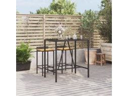 Vidaxl Mesa De Bar Com Tampo De Vidro 110x70x110 Cm Vime Pe Preto
