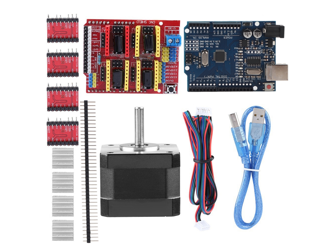 Kit De Escudo Cnc Quimat Com Controlador E Motor De Passo A Passo Nema 17 Para Impressora 3d