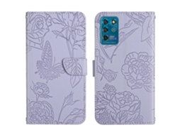 Capa De Couro Com Relevo E Estampa De Peônia Borboleta Para Zte Blade V30 Vita