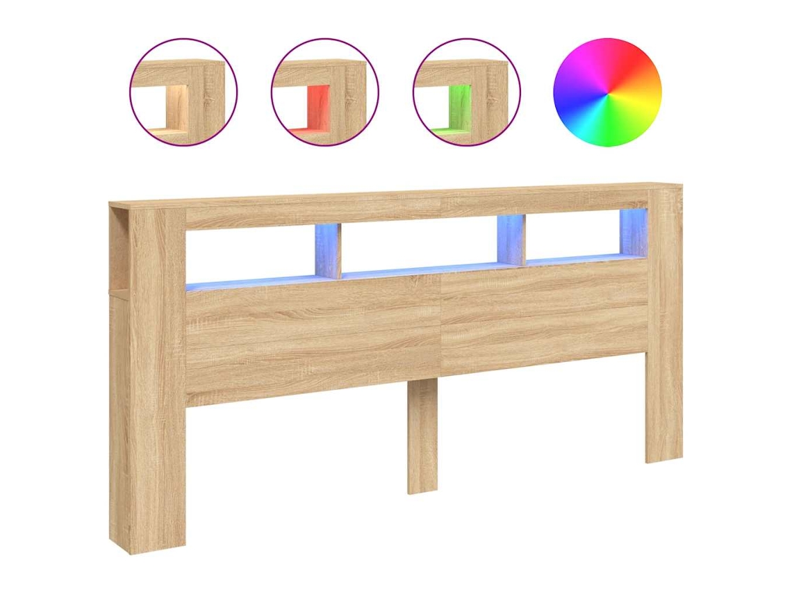 Cabeceira com Leds Derivados de Madeira Carvalho Sonoma MAISON EXCLUSIVE (220x18,5x103,5)