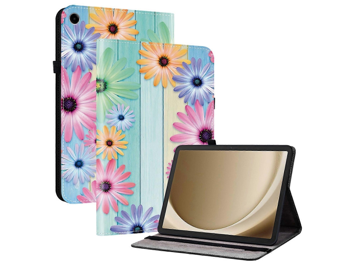 Capa De Couro Com Estampa De Impressão E Compartimentos Para Cartões Para Samsung Galaxy Tab A9 Slowmoose