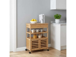 Vidaxl Carrinho De Cozinha Com Rodas Natural 59,5 X 36 X 82 Cm Bambu