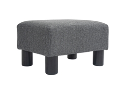 Puf Linho Banqueta Moderna Estofada Cinza Escuro VELTRIX