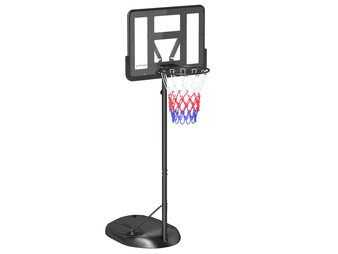 Tabela De Basquetebol Ajustável 216-277 Cm Para Exterior Com Rodas E Base Recarregável Preto
