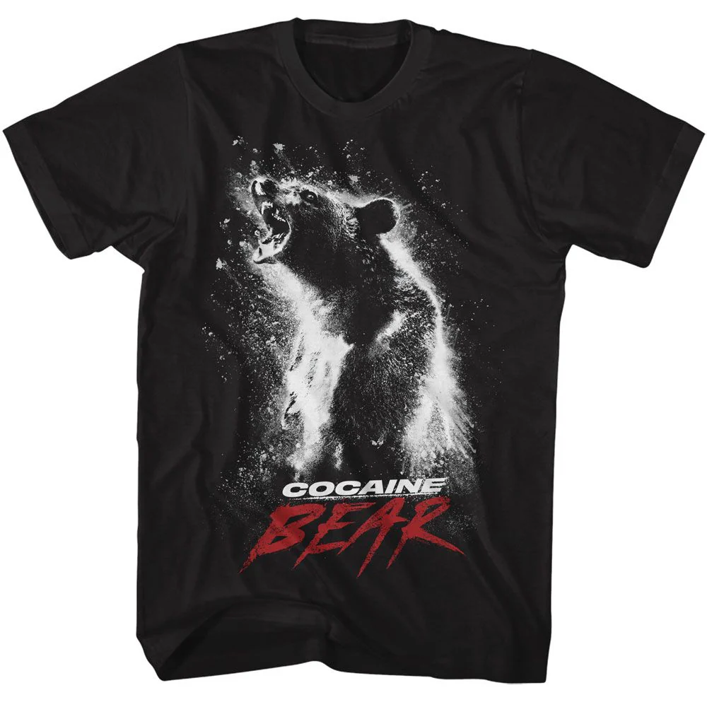 Unisex Adult T-shirt Rockinstone Cocaine Bear Movie Poster Black Sizes