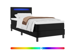 Cama Box com Colchão Preto 90x190 Cm Couro Sintético MAISON EXCLUSIVE