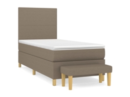 Cama com Molas e Colchão Tecido Castanho Acinzentado MAISON EXCLUSIVE (90x190 cm)