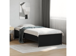 Estrutura De Cama 75x190 Cm Derivados De Madeira E Metal Preto
