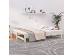 Sofá cama extraíble de 2 plazas (100x200) cm, madera maciza de pino, color blanco