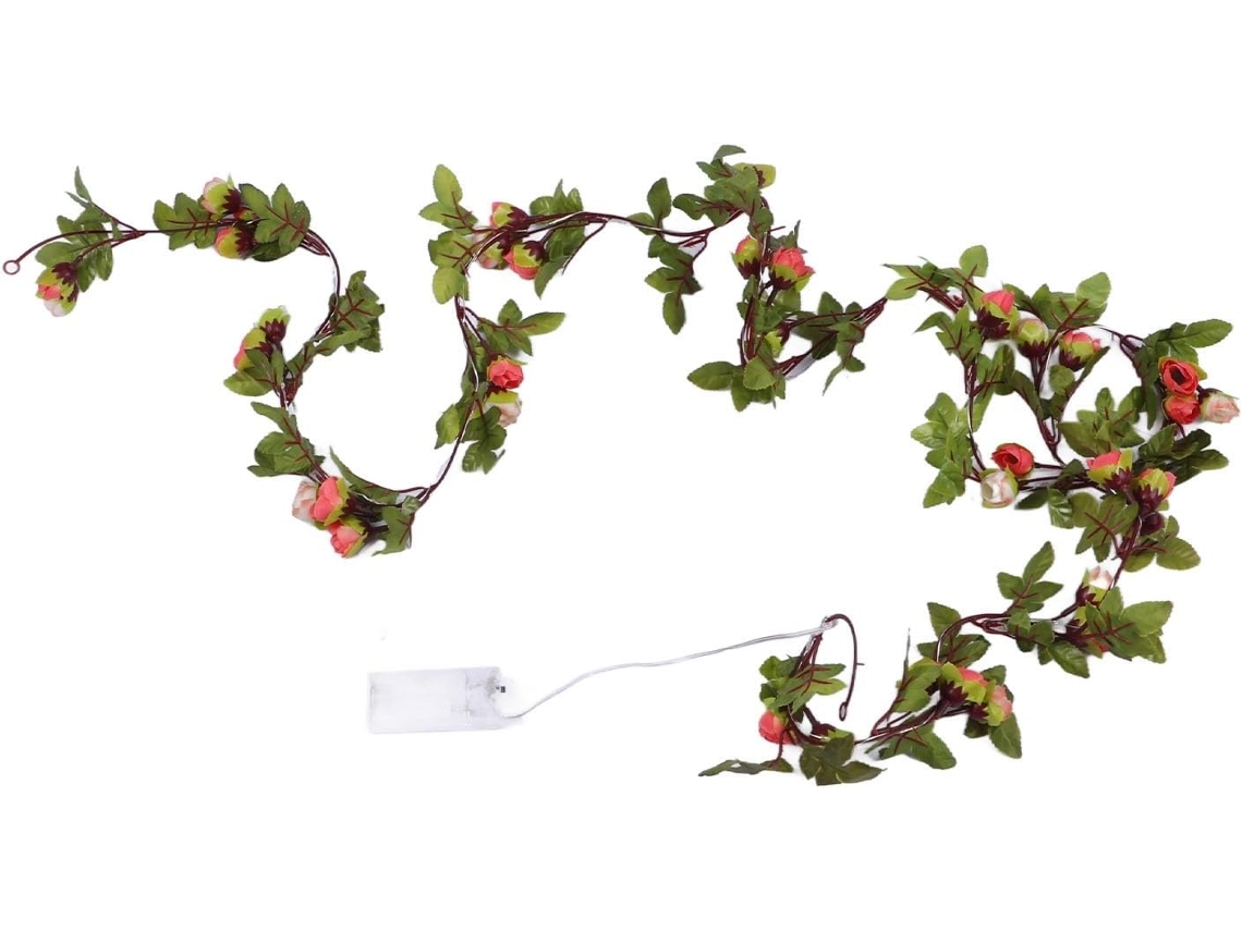 Luzes De Cordão Vime Em Formato Flor, Alimentadas Por Bateria, Com 20
