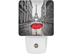 Luminária De Parede Com Plugue Em Formato Torre Eiffel, Paris, Com Sensor De Movimento, Led Branco Quente, Lâmpada De